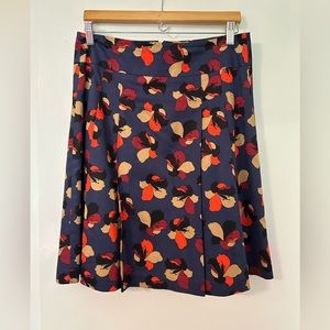 Ann Taylor-  Navy Floral - A Line Pleated Skirt - Size 4